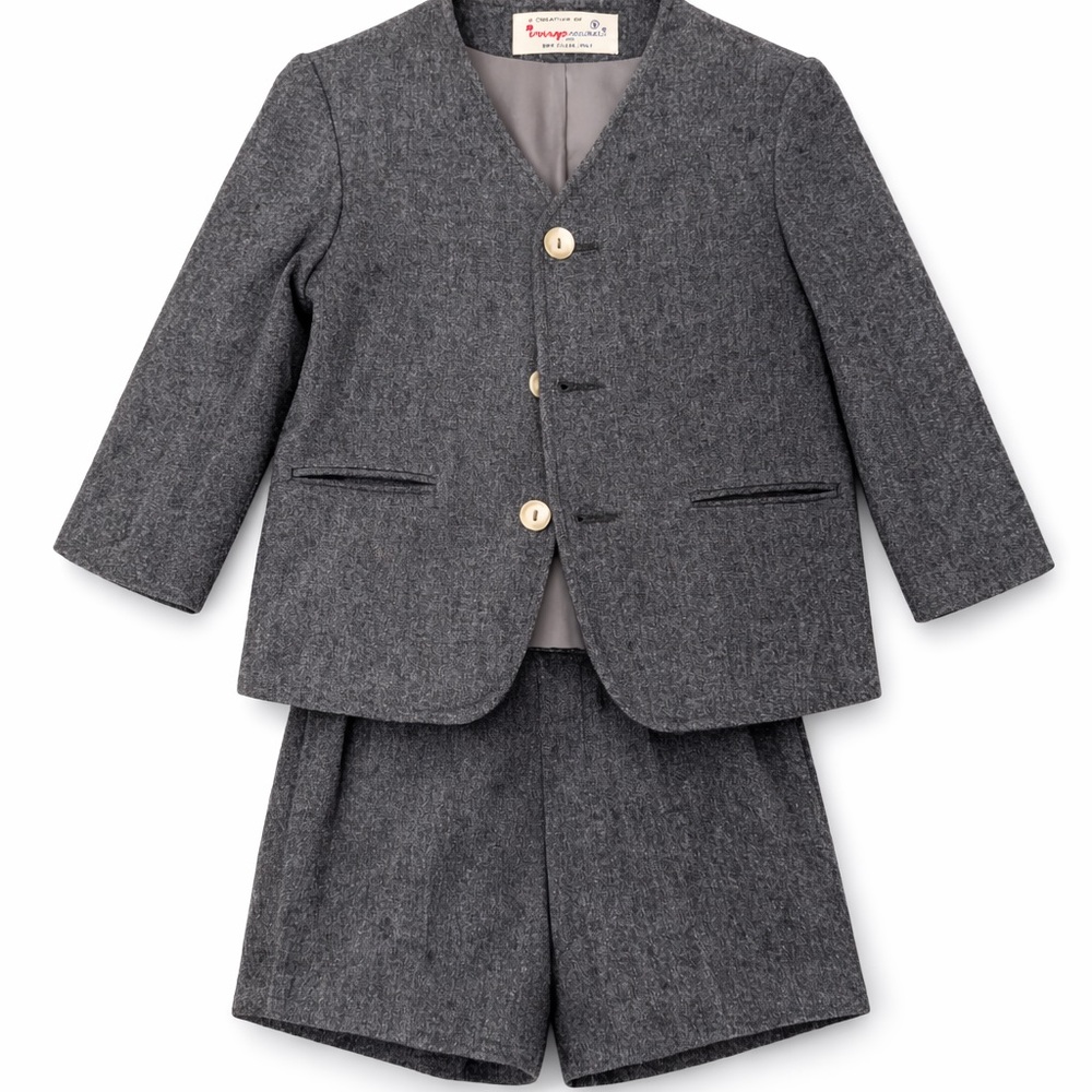 Vintage Imp Originals Boys Wool Suit Gray Size 5 Jacket Shorts Set EUC
